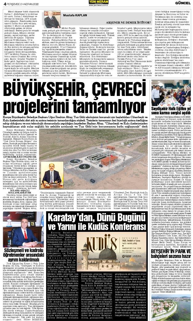 2 Haziran 2022 Yeni Meram Gazetesi
