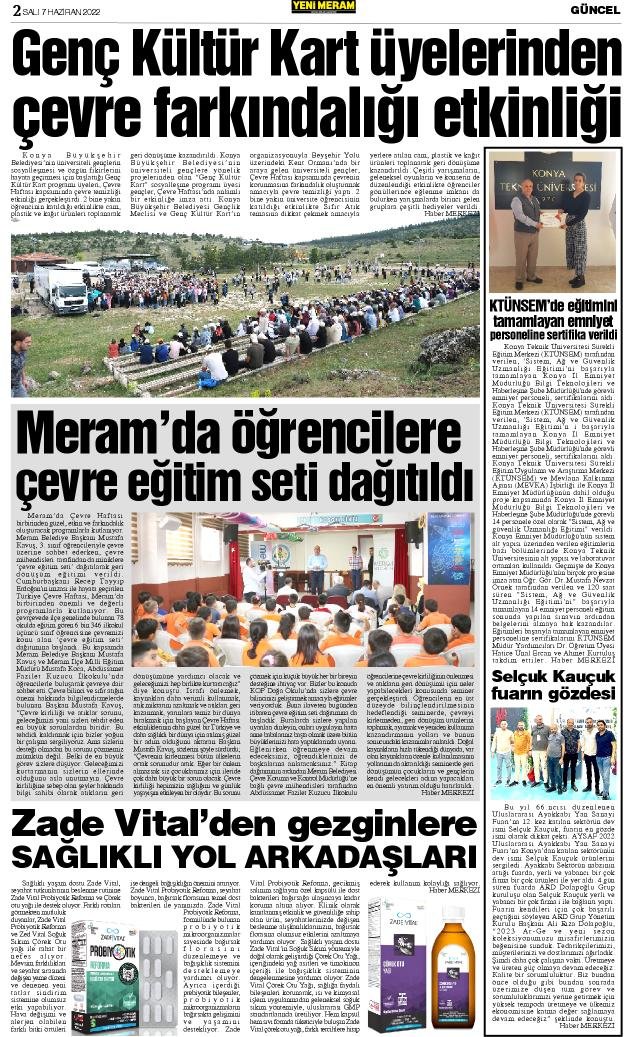 7 Haziran 2022 Yeni Meram Gazetesi
