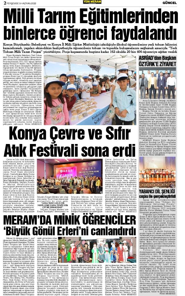 9 Haziran 2022 Yeni Meram Gazetesi
