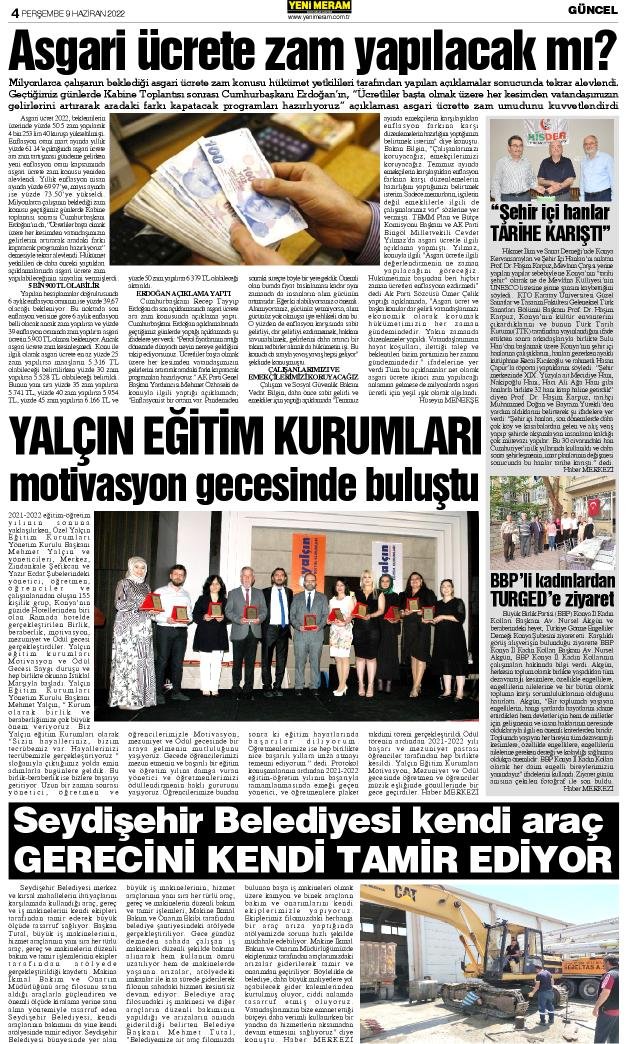 9 Haziran 2022 Yeni Meram Gazetesi

