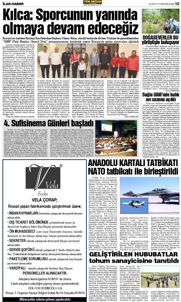 17 Haziran 2022 Yeni Meram Gazetesi
