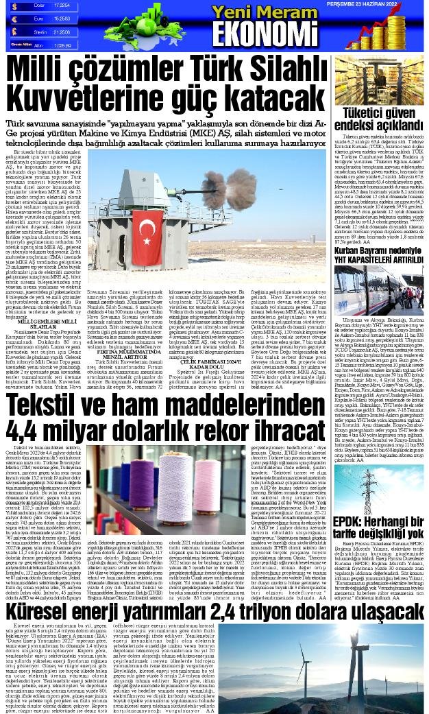 23 Haziran 2022 Yeni Meram Gazetesi
