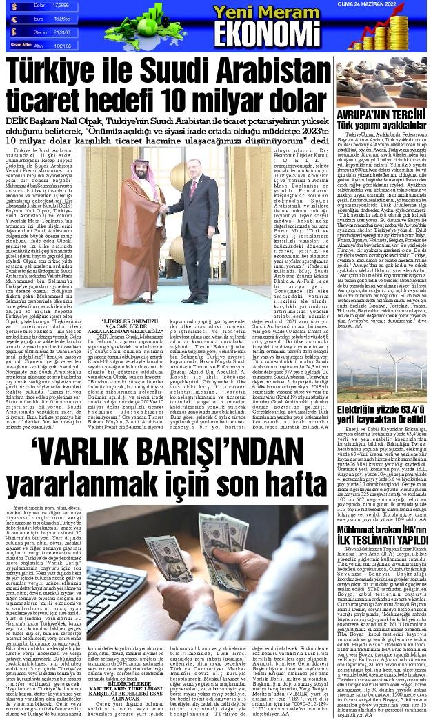 24 Haziran 2022 Yeni Meram Gazetesi
