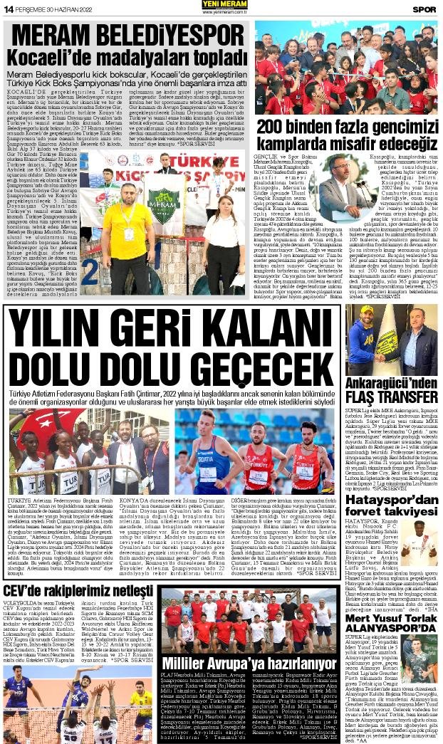 30 Haziran 2022 Yeni Meram Gazetesi
