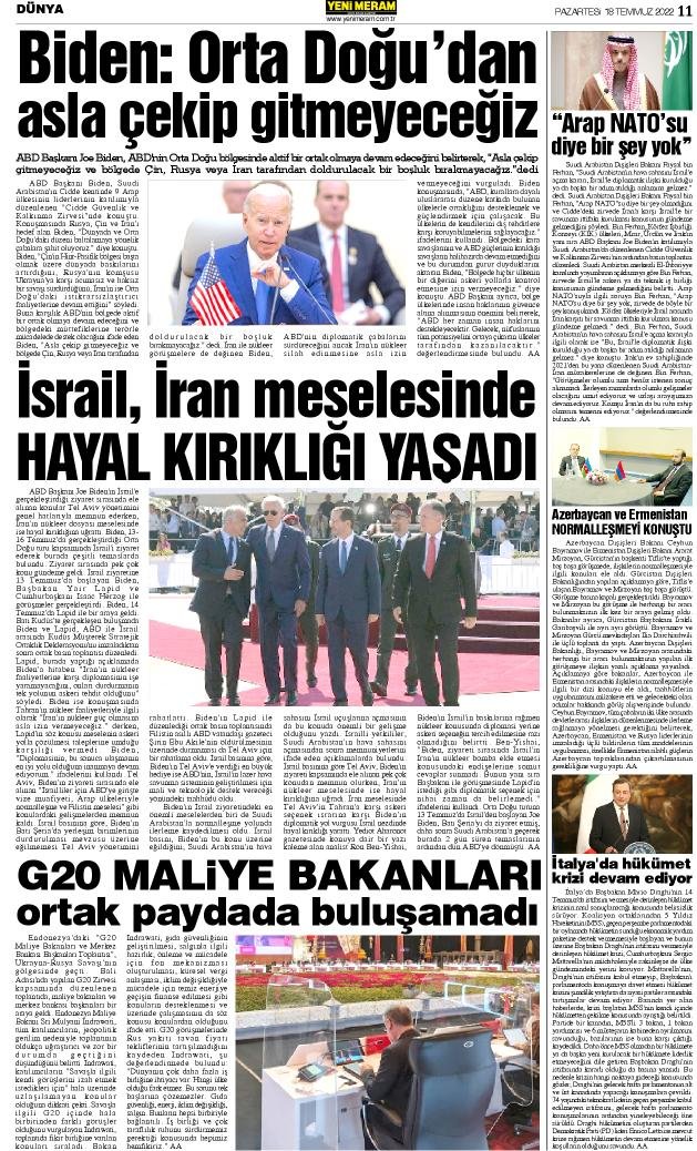 18 Temmuz 2022 Yeni Meram Gazetesi
