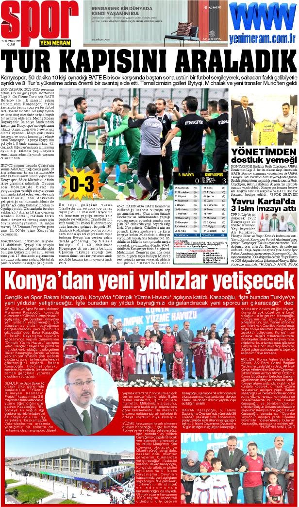 22 Temmuz 2022 Yeni Meram Gazetesi
