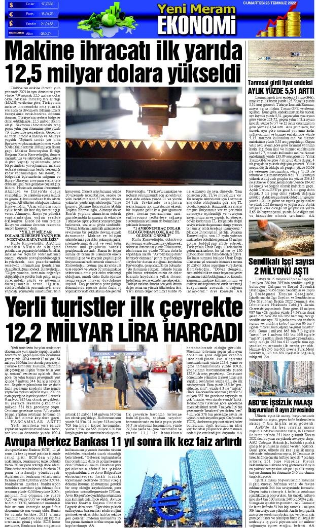 23 Temmuz 2022 Yeni Meram Gazetesi