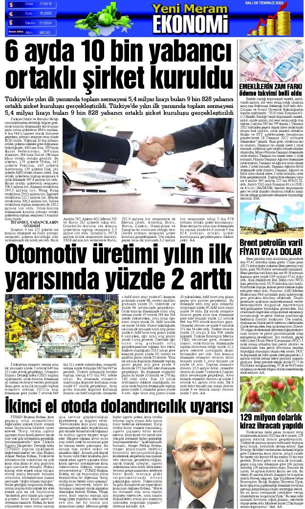 26 Temmuz 2022 Yeni Meram Gazetesi
