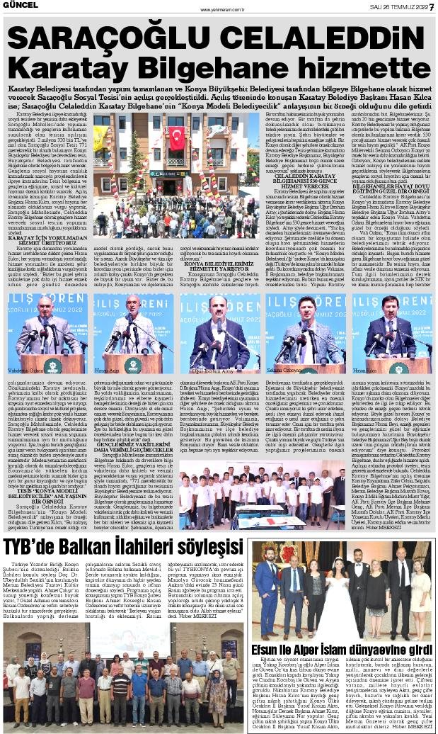 26 Temmuz 2022 Yeni Meram Gazetesi

