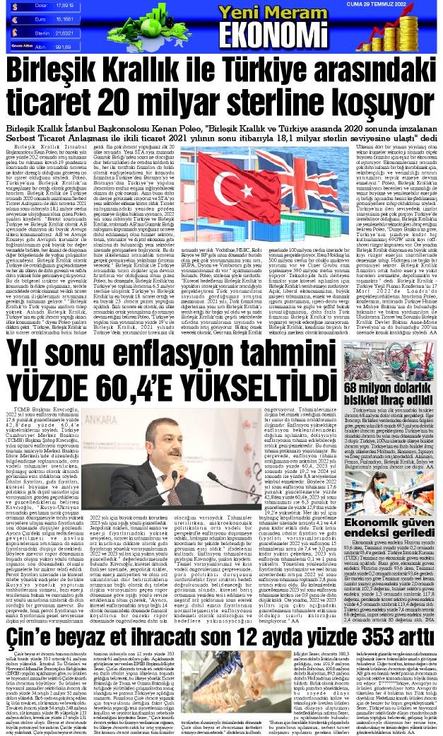29 Temmuz 2022 Yeni Meram Gazetesi
