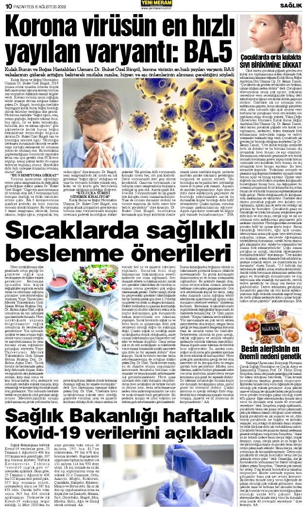7 Ağustos 2022 Yeni Meram Gazetesi
