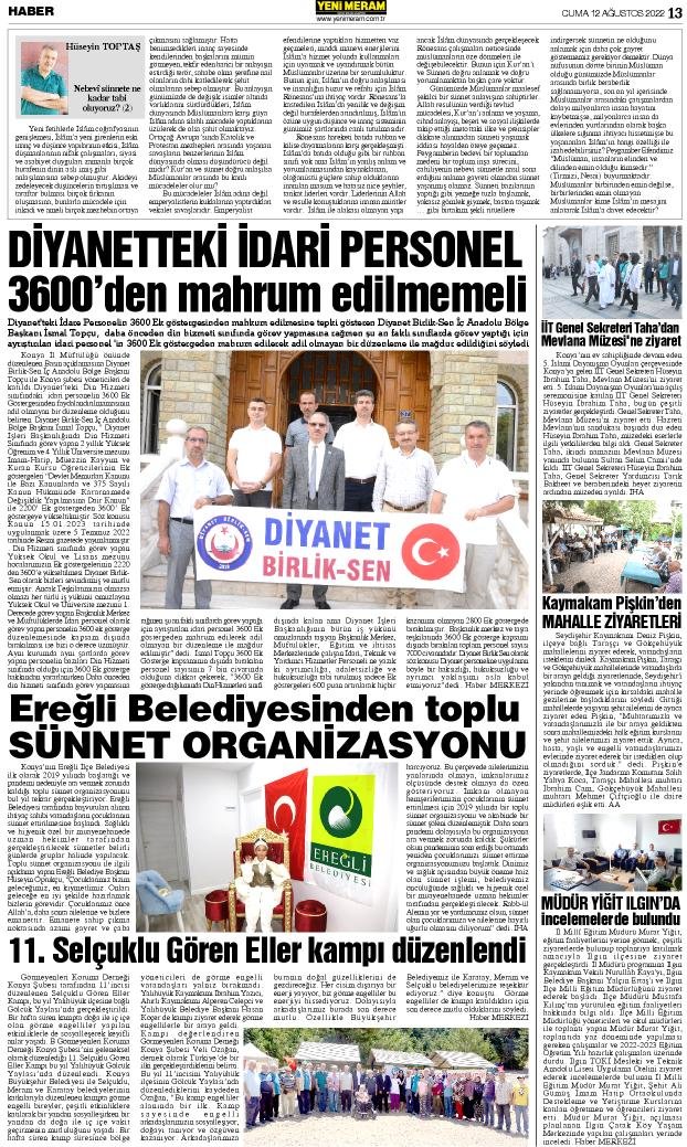 12 Ağustos 2022 Yeni Meram Gazetesi
