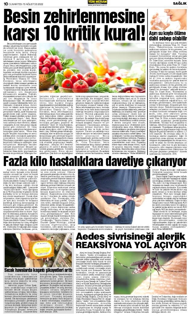 13 Ağustos 2022 Yeni Meram Gazetesi