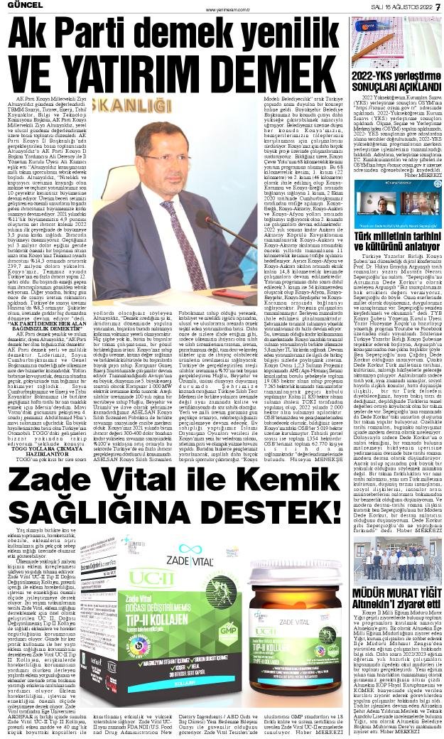 16 Ağustos 2022 Yeni Meram Gazetesi
