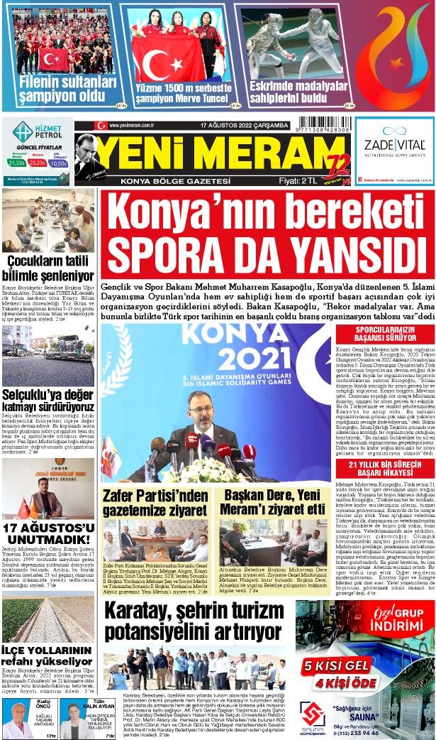 17 Ağustos 2022 Yeni Meram Gazetesi
