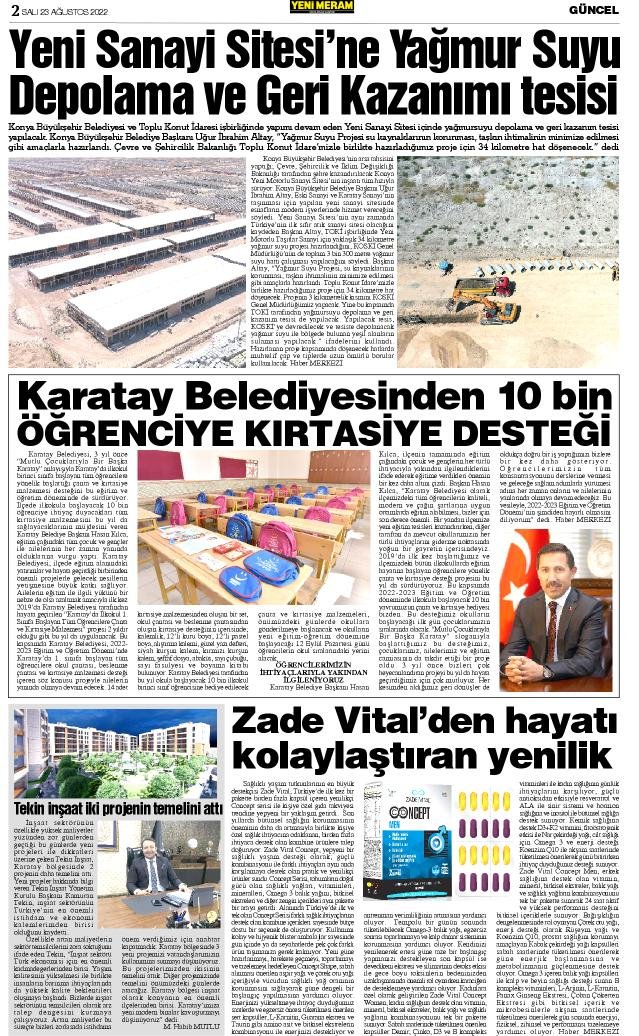 23 Ağustos 2022 Yeni Meram Gazetesi
