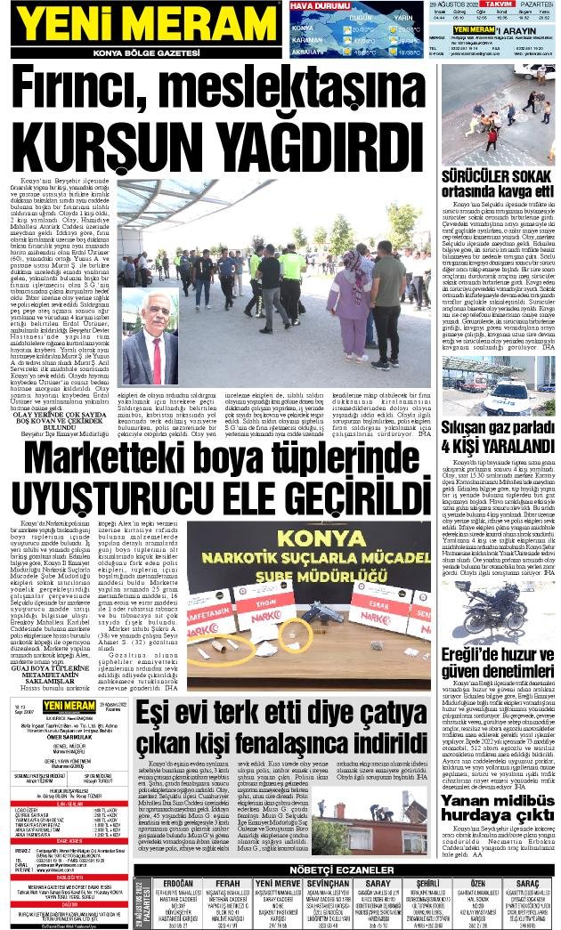 29 Ağustos 2022 Yeni Meram Gazetesi
