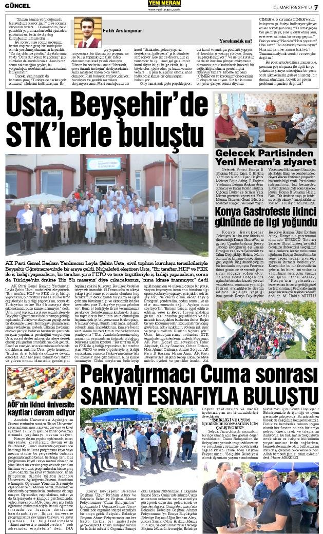 3 Eylül 2022 Yeni Meram Gazetesi