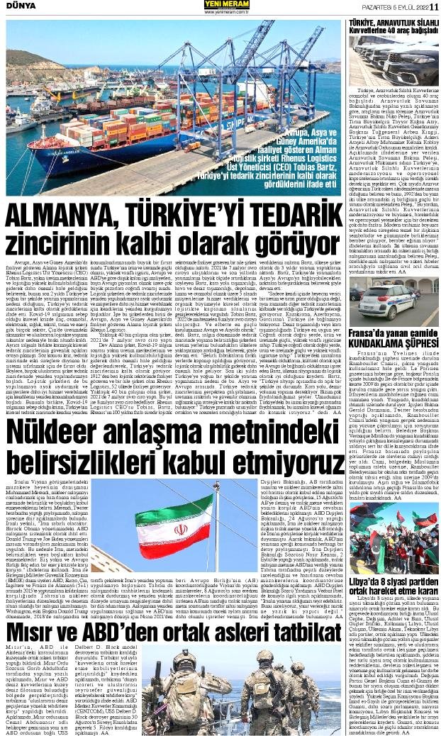 5 Eylül 2022 Yeni Meram Gazetesi
