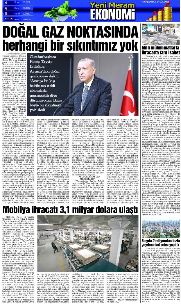 7 Eylül 2022 Yeni Meram Gazetesi

