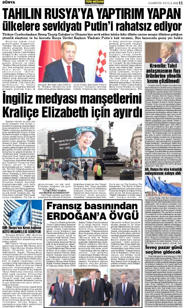 10 Eylül 2022 Yeni Meram Gazetesi
