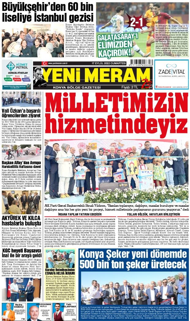 17 Eylül 2022 Yeni Meram Gazetesi