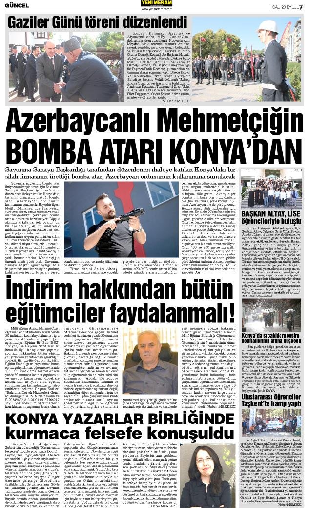 20 Eylül 2022 Yeni Meram Gazetesi
