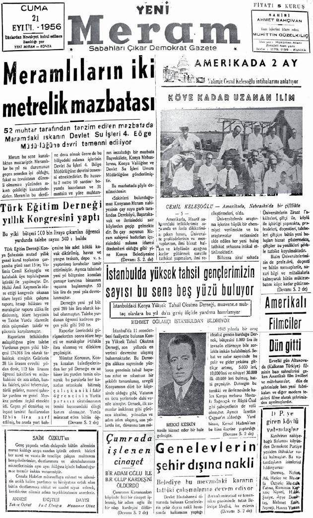 21 Eylül 2022 Yeni Meram Gazetesi
