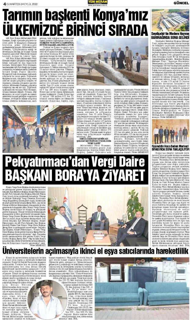 24 Eylül 2022 Yeni Meram Gazetesi