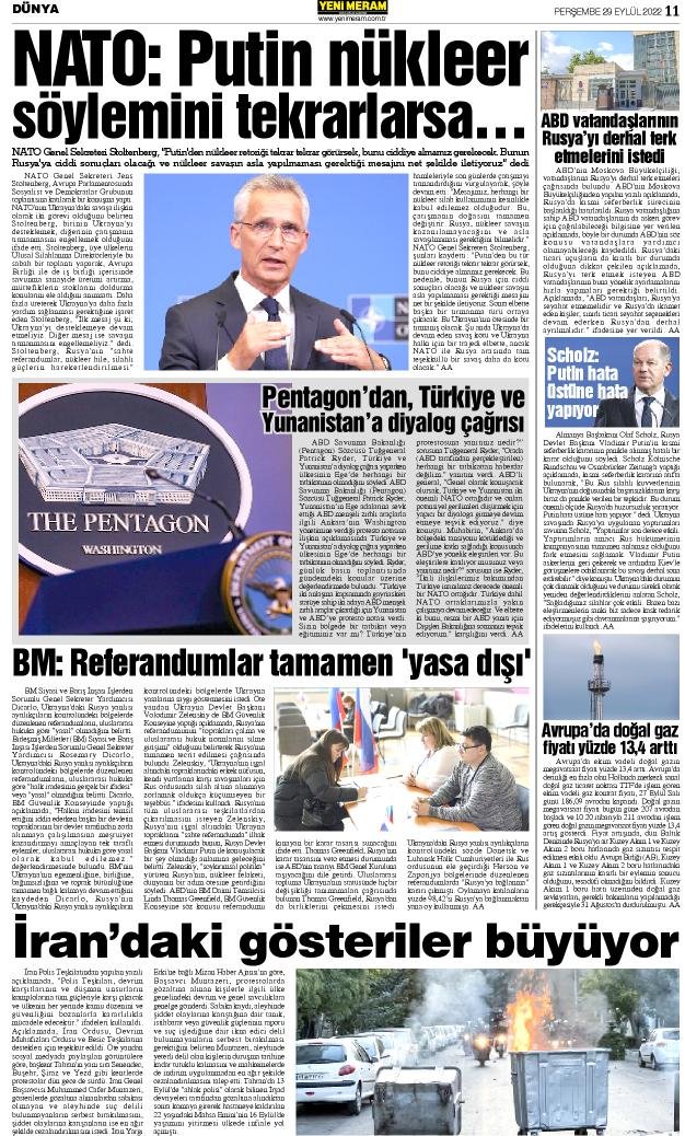 29 Eylül 2022 Yeni Meram Gazetesi
