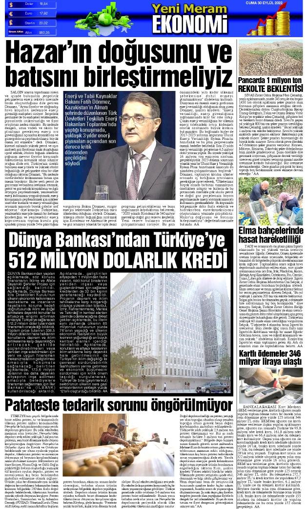 30 Eylül 2022 Yeni Meram Gazetesi
