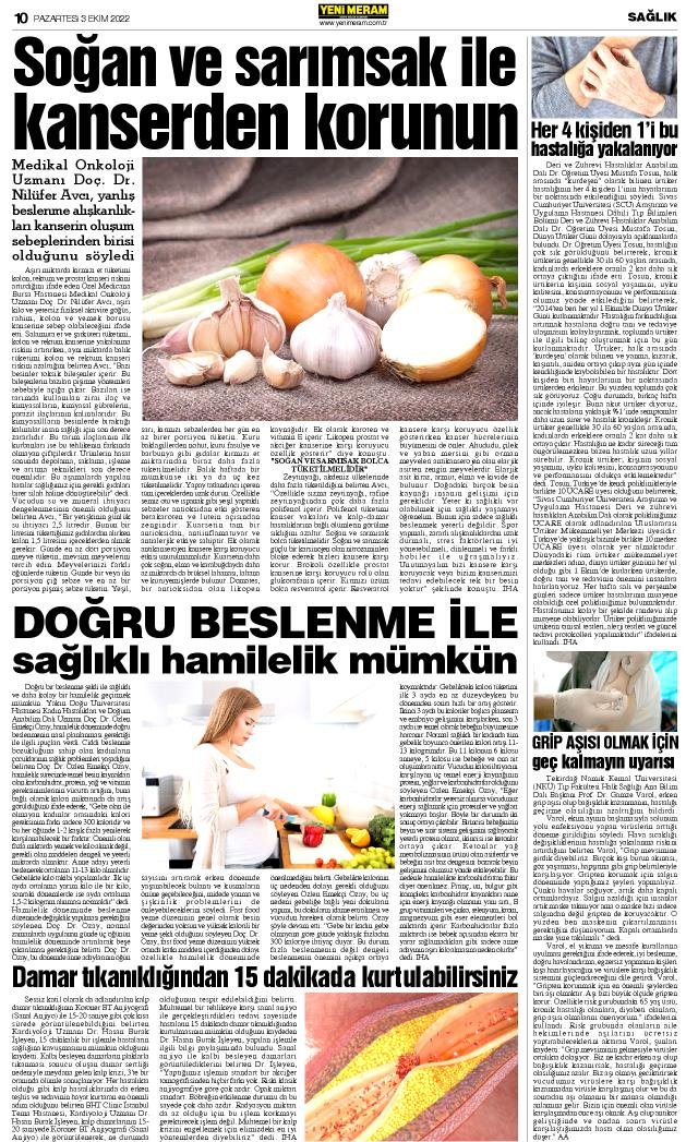 3 Ekim 2022 Yeni Meram Gazetesi