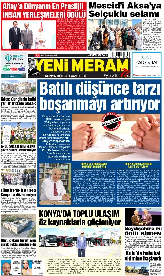 4 Ekim 2022 Yeni Meram Gazetesi
