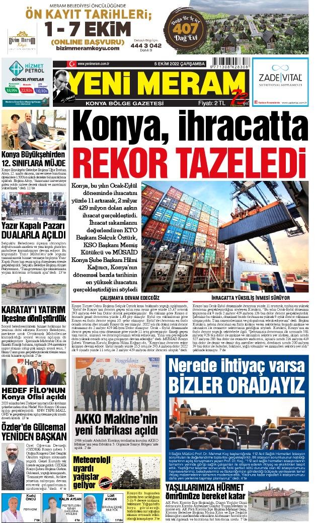 5 Ekim 2022 Yeni Meram Gazetesi