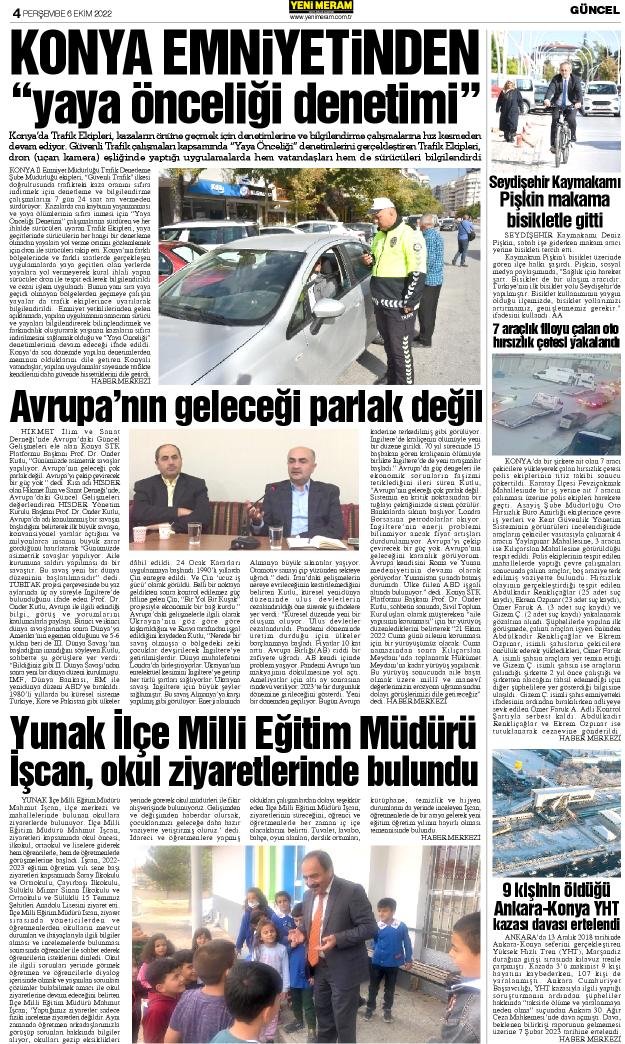 6 Ekim 2022 Yeni Meram Gazetesi