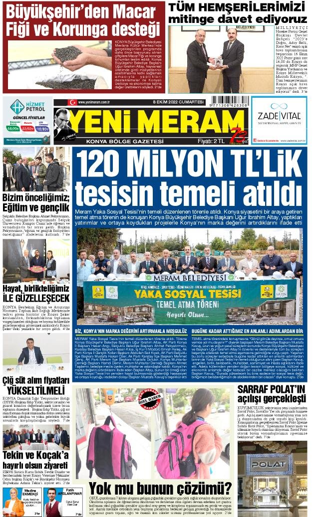8 Ekim 2022 Yeni Meram Gazetesi