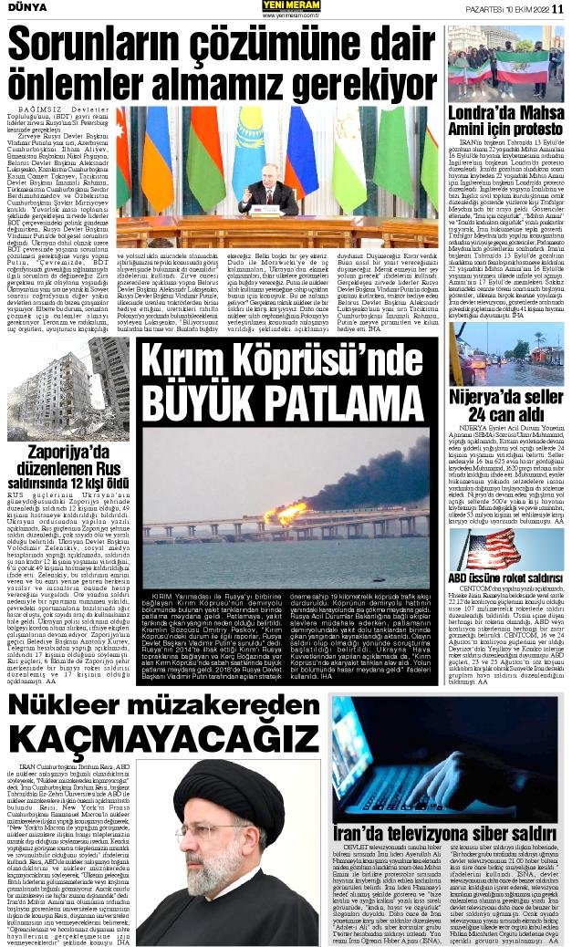 10 Ekim 2022 Yeni Meram Gazetesi