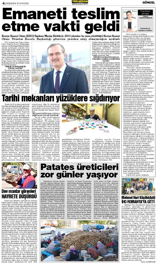 12 Ekim 2022 Yeni Meram Gazetesi
