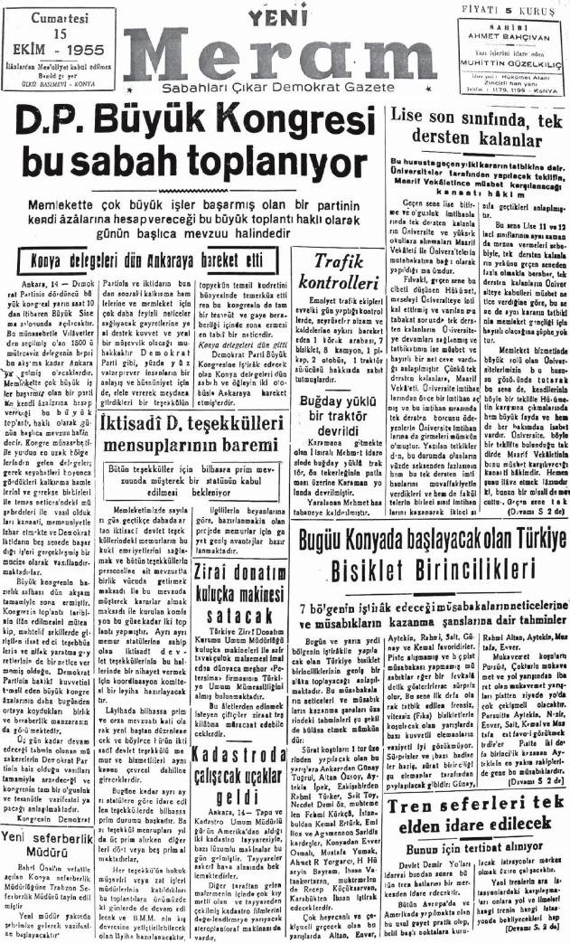 15 Ekim 2022 Yeni Meram Gazetesi