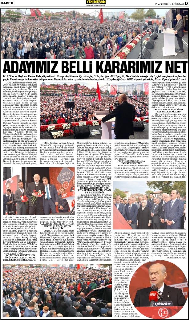 17 Ekim 2022 Yeni Meram Gazetesi
