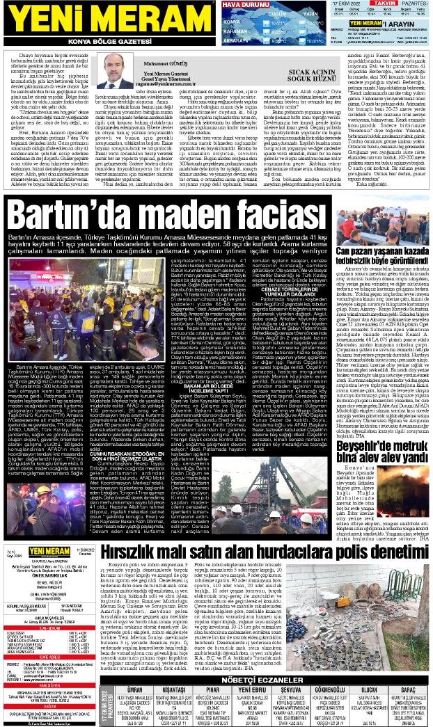 17 Ekim 2022 Yeni Meram Gazetesi
