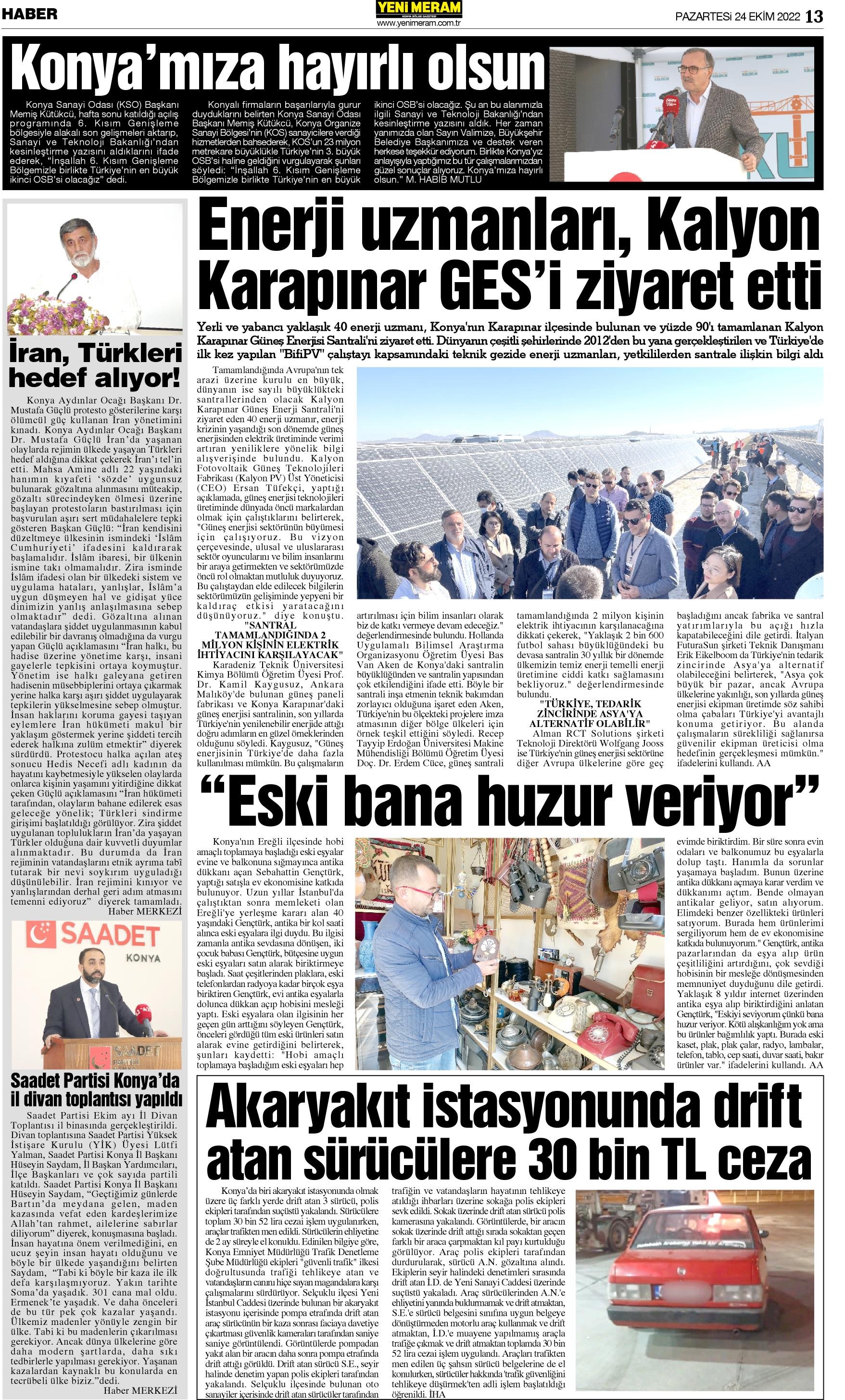 24 Ekim 2022 Yeni Meram Gazetesi
