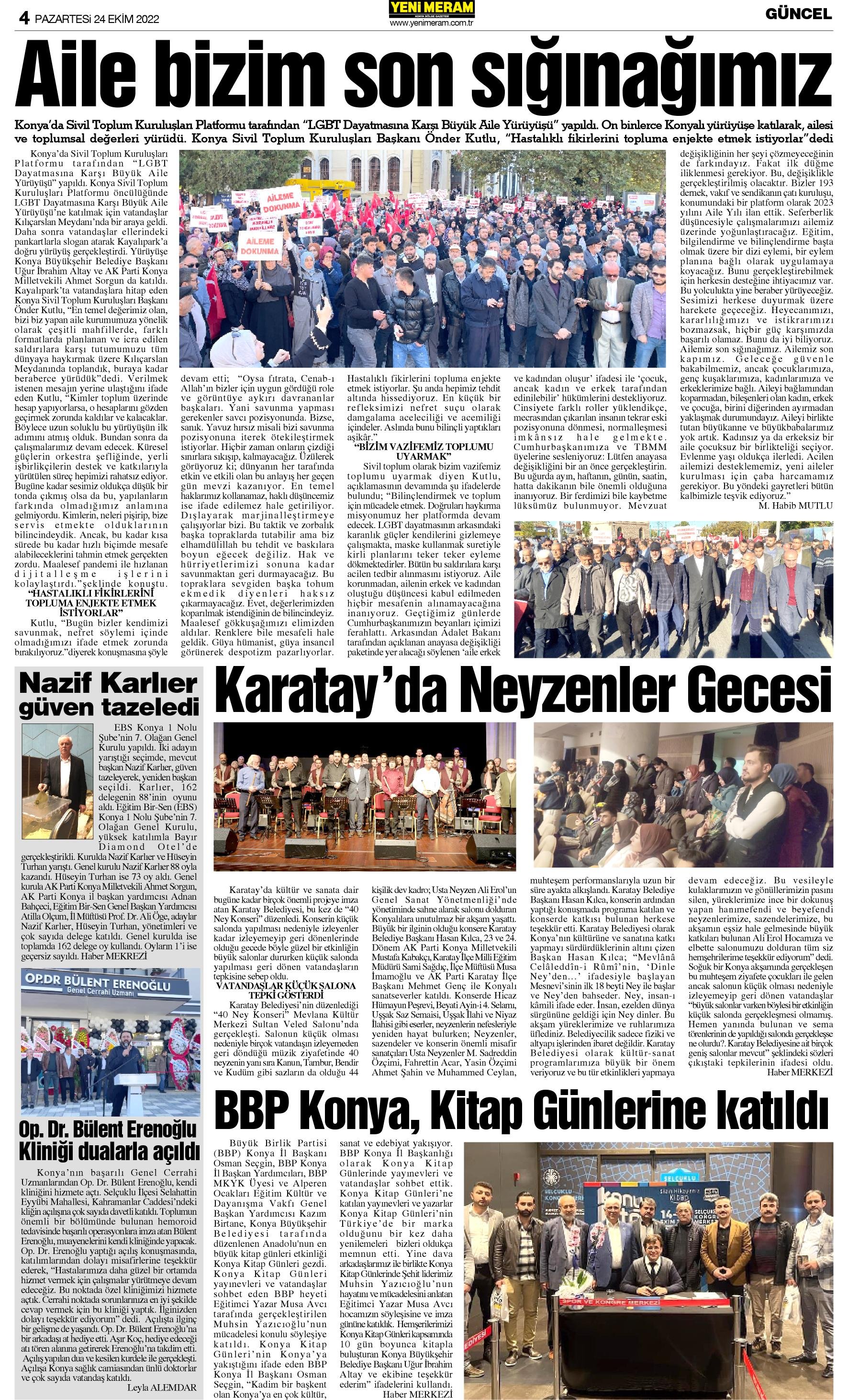 24 Ekim 2022 Yeni Meram Gazetesi
