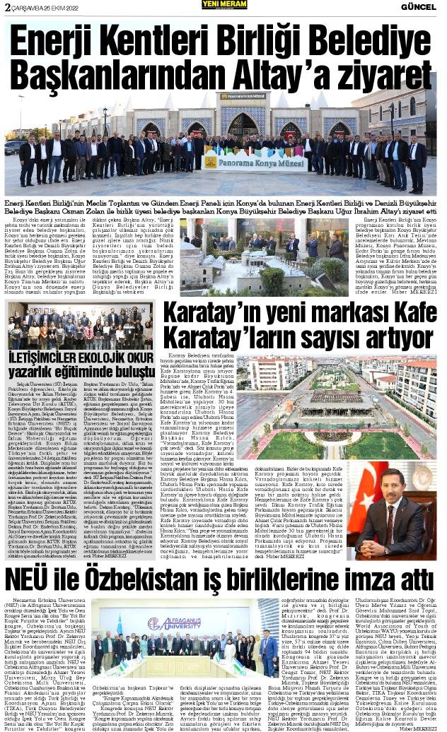 26 Ekim 2022 Yeni Meram Gazetesi
