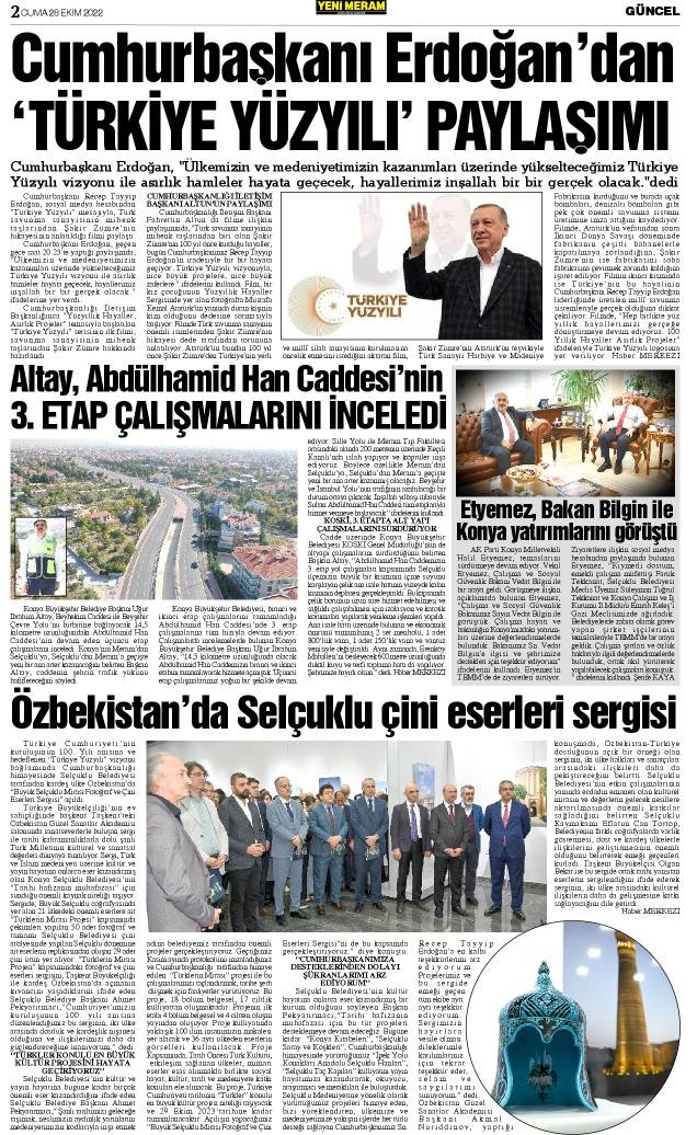 28 Ekim 2022 Yeni Meram Gazetesi

