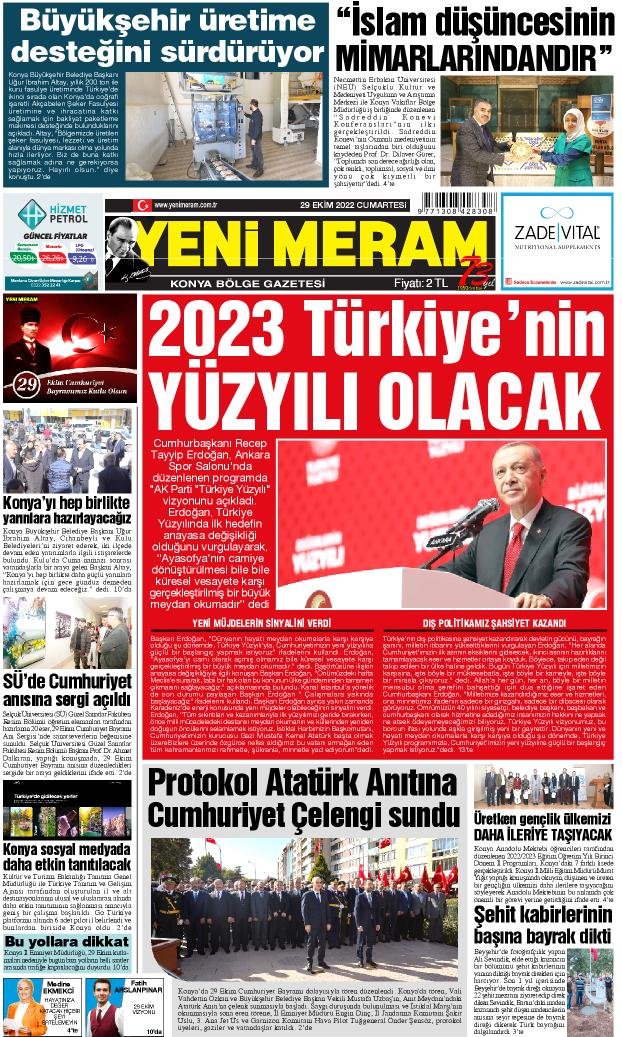 29 Ekim 2022 Yeni Meram Gazetesi