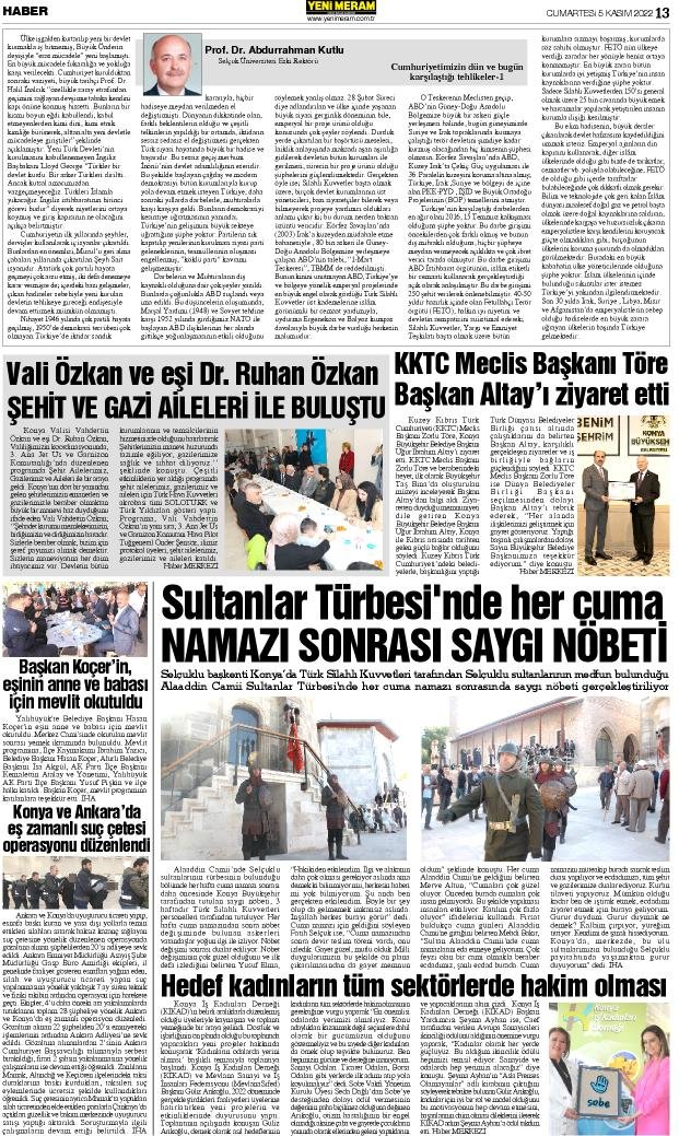 5 Kasım 2022 Yeni Meram Gazetesi