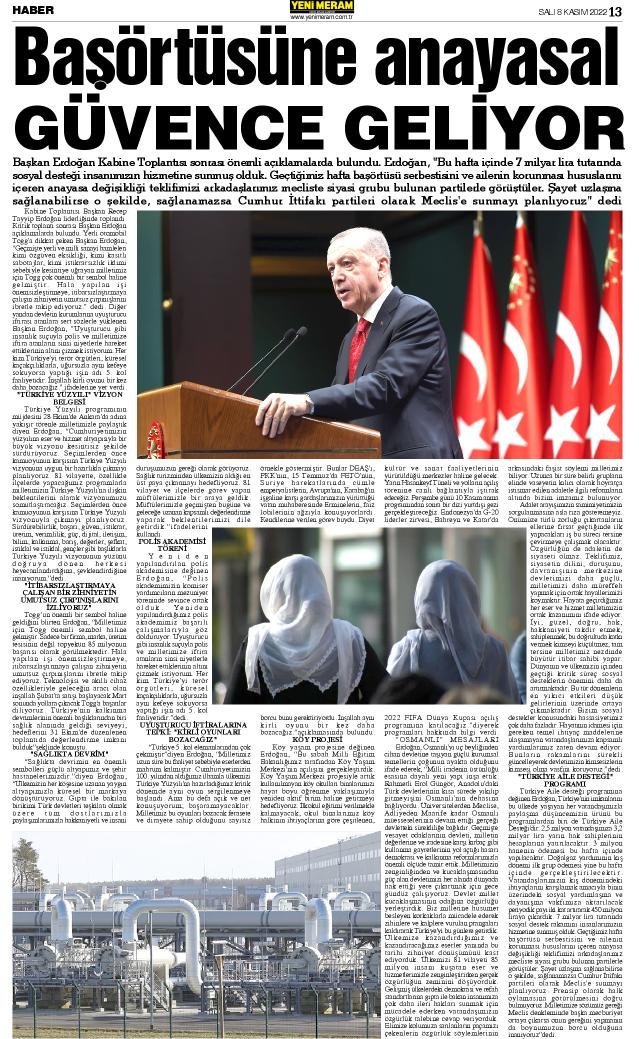 8 Kasım 2022 Yeni Meram Gazetesi
