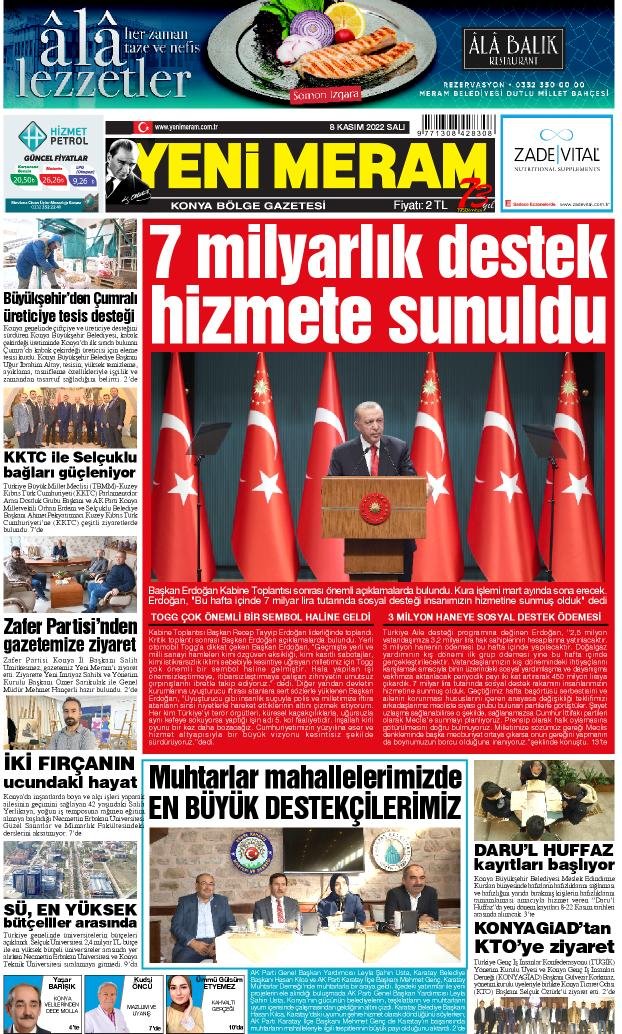 8 Kasım 2022 Yeni Meram Gazetesi
