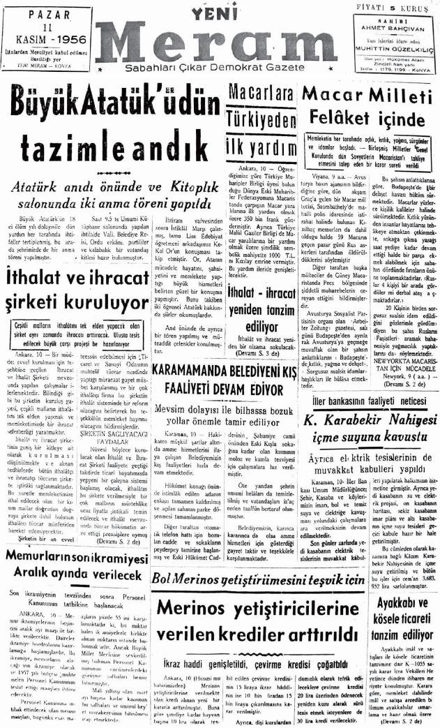 11 Kasım 2022 Yeni Meram Gazetesi
